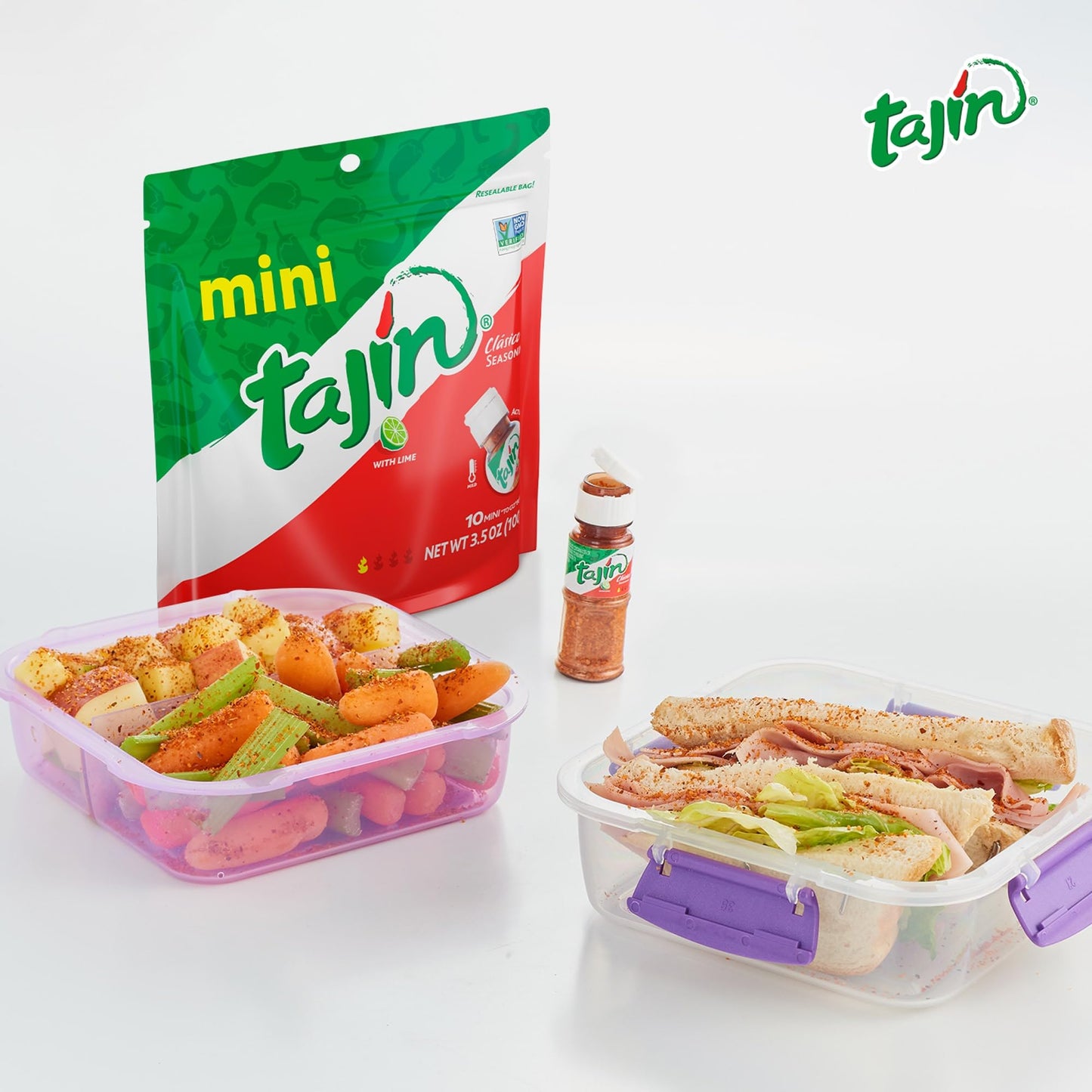 Tajin Cl  sico Seasoning Mini Pouch,0.35 Ounce, 10 Mini Bottles (Pack of 2)