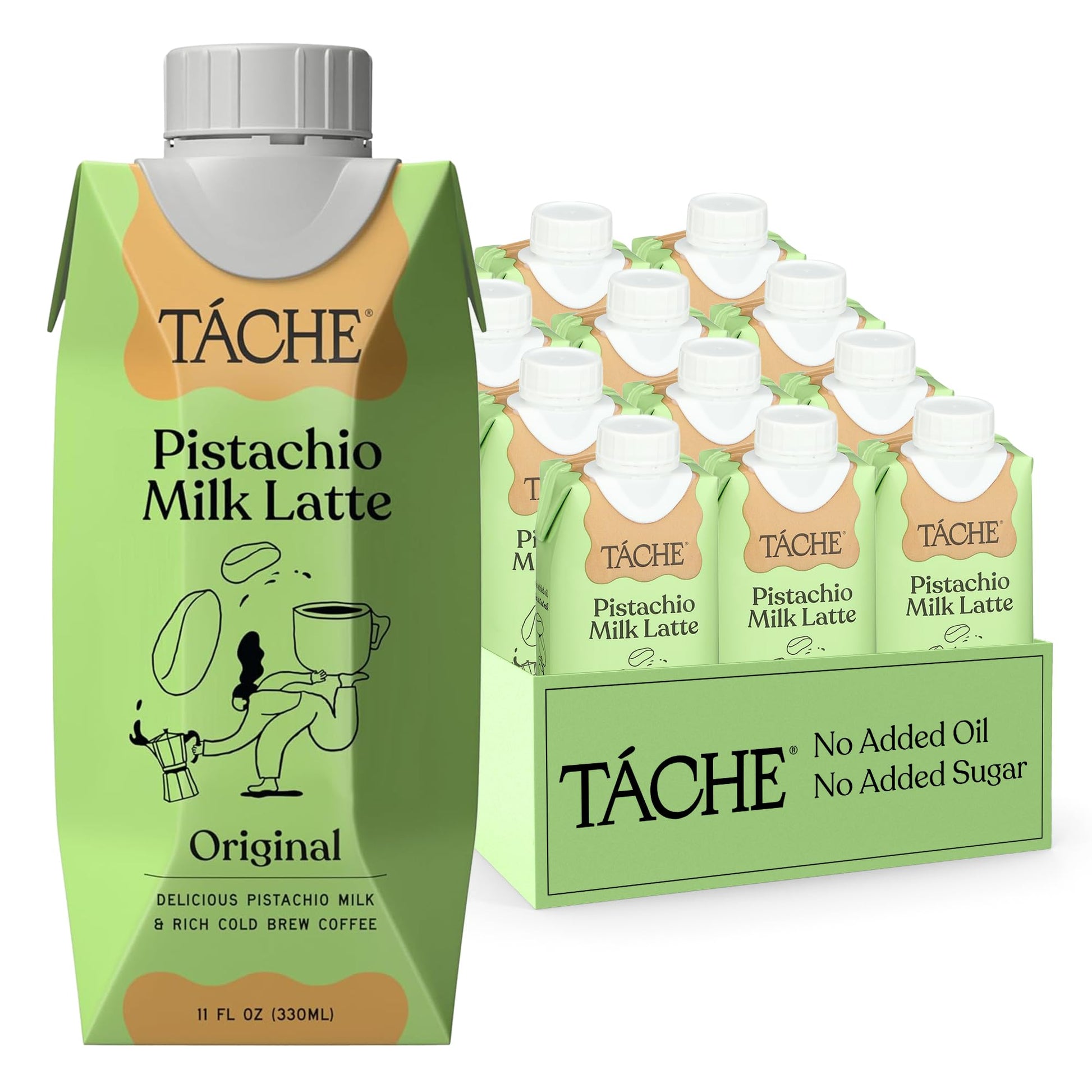T  che Pistachio Coffee - Drink On-The-Go, Cold Brew Coffee & Pistachio Milk, Smooth & Lightly Sweet, Made from Arabica Beans, P