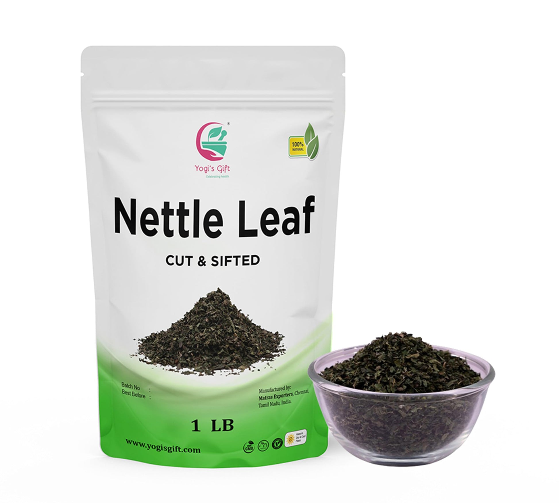 Stinging Nettle Leaves Dried 1 Lb | Cut And Sifted | Loose Nettle Leaf Herb Bulk | Non- Gmo, Ethically Sourced | By Yogis Gift®