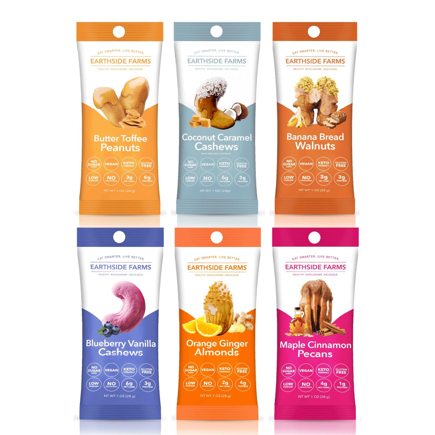 Earthside Farms Candied Nuts, Perfect for Snacking or On the Go, Low Sugar, Keto Friendly, Individually Wrapped (1 Ounce(Pack of