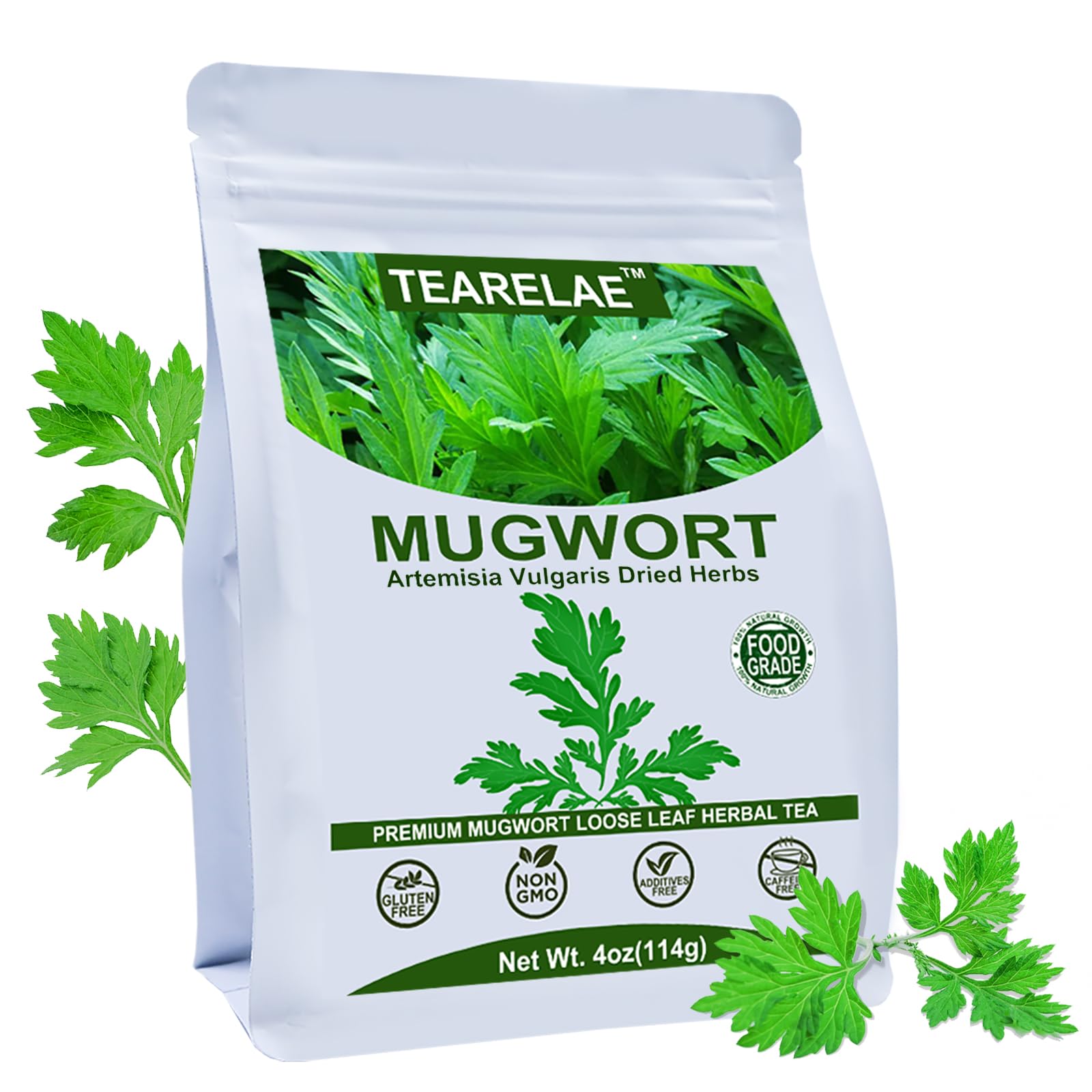 Tearelae - Natural Mugwort Herb Dried Leaves - 4Oz/114G - Mugwort Tea Loose Leaf - Non-Gmo, Sulfur-Free - 100% Pure Premium Dried Herbs - Help Sleep A Lucid Dream
