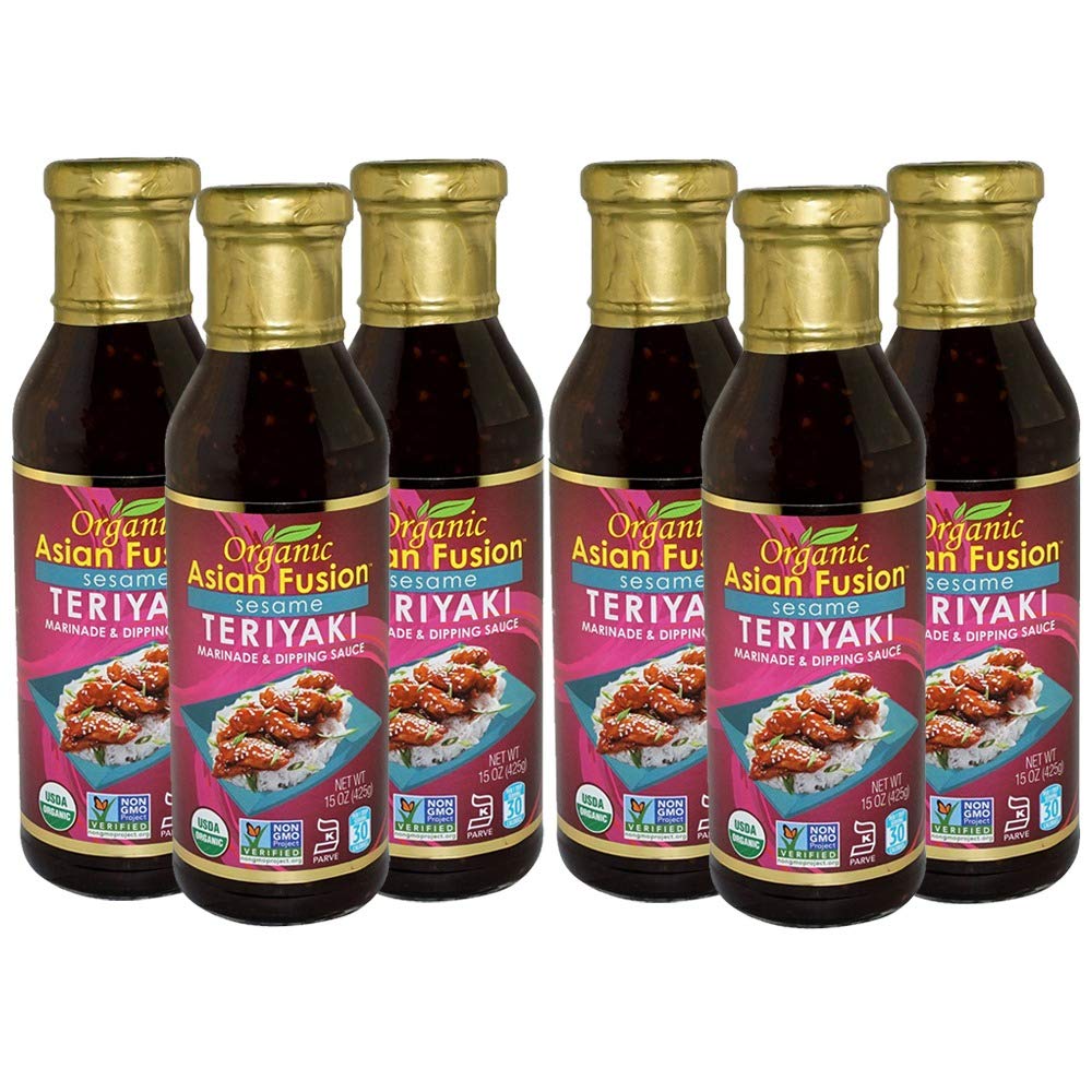 Asian Fusion Organic Teriyaki Sauce - USDA Organic, Non-GMO, Gluten Free, 15 Oz (6 Pack)
