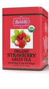 Brew La La Organic Green Tea - Natural Strawberry Flavor - 50 Tea Bags - Low Caffeine Gourmet Tea