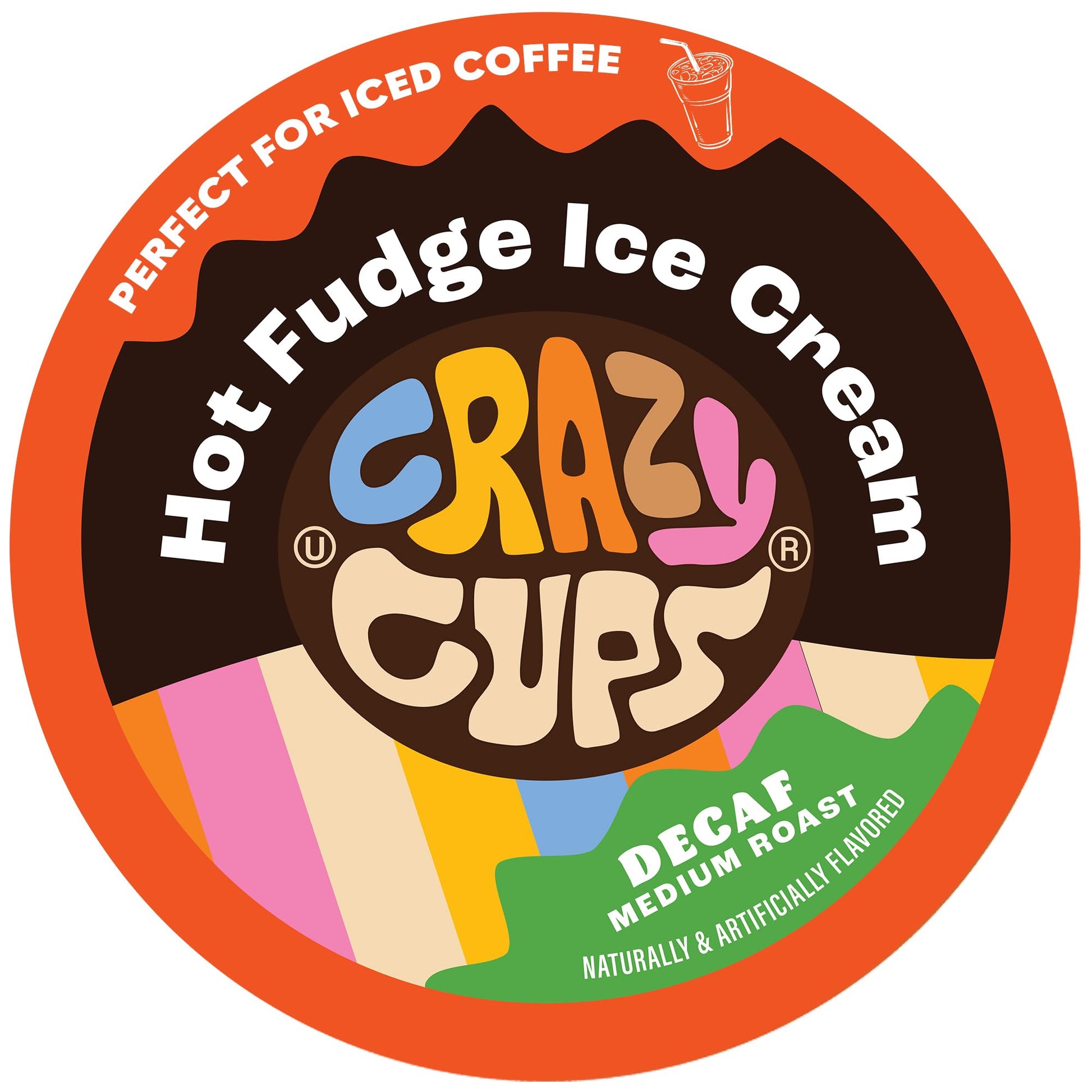 Crazy Cups Decaf Flavored Coffee Pods, Hot Fudge Sundae, Medium Roast, 22 Count for Keurig K-Cup Machines