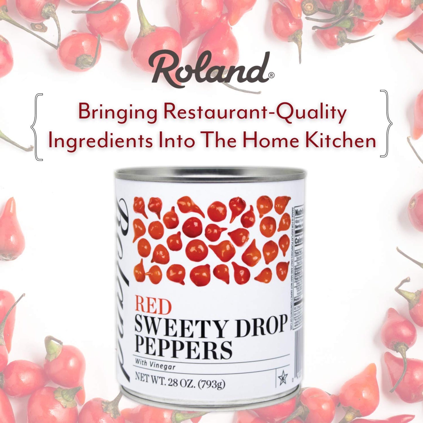 Roland Foods Red Sweety Drop Peppers Specialty Imported Food 28-Ounce can