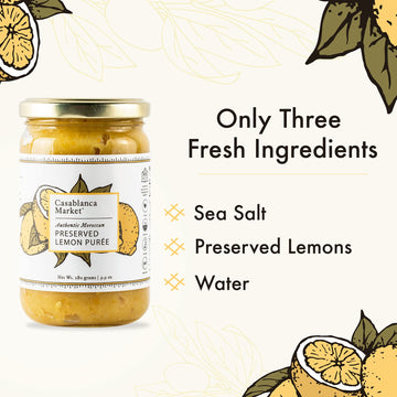 Casablanca Market Preserved Lemon Puree All Natural Beldi Moroccan Preserved Lemon Paste Gluten Free Non GMO Vegan Plant Based -