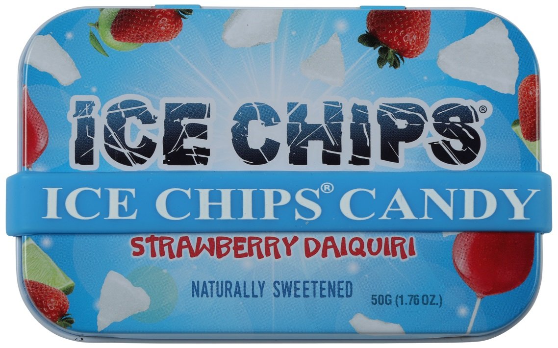 ICE CHIPS Xylitol Candy Tins - Strawberry Daiquiri Flavor, 3 Pack