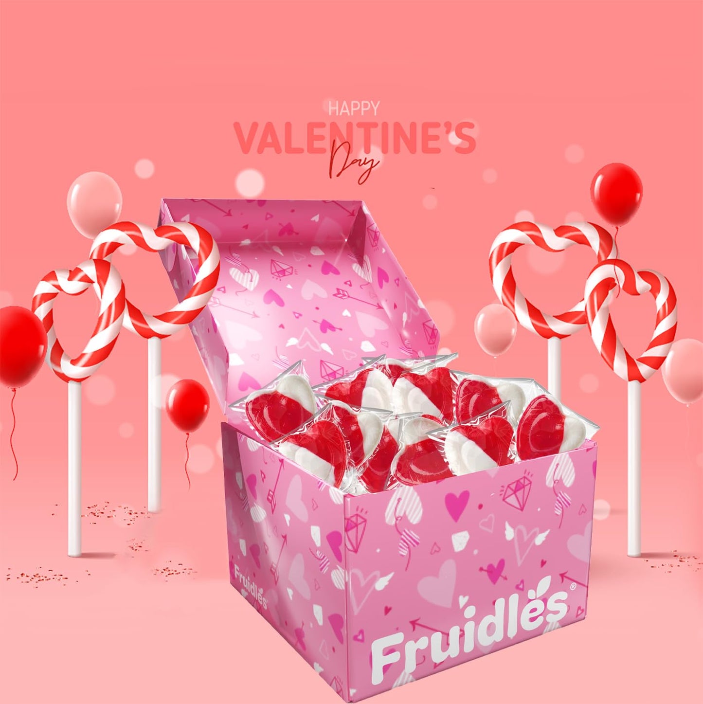 The Dreidel Company Valentines Day Lollipops, Red Heart Shaped, Strawberry N Cream, 48-Pack, 2 Pound
