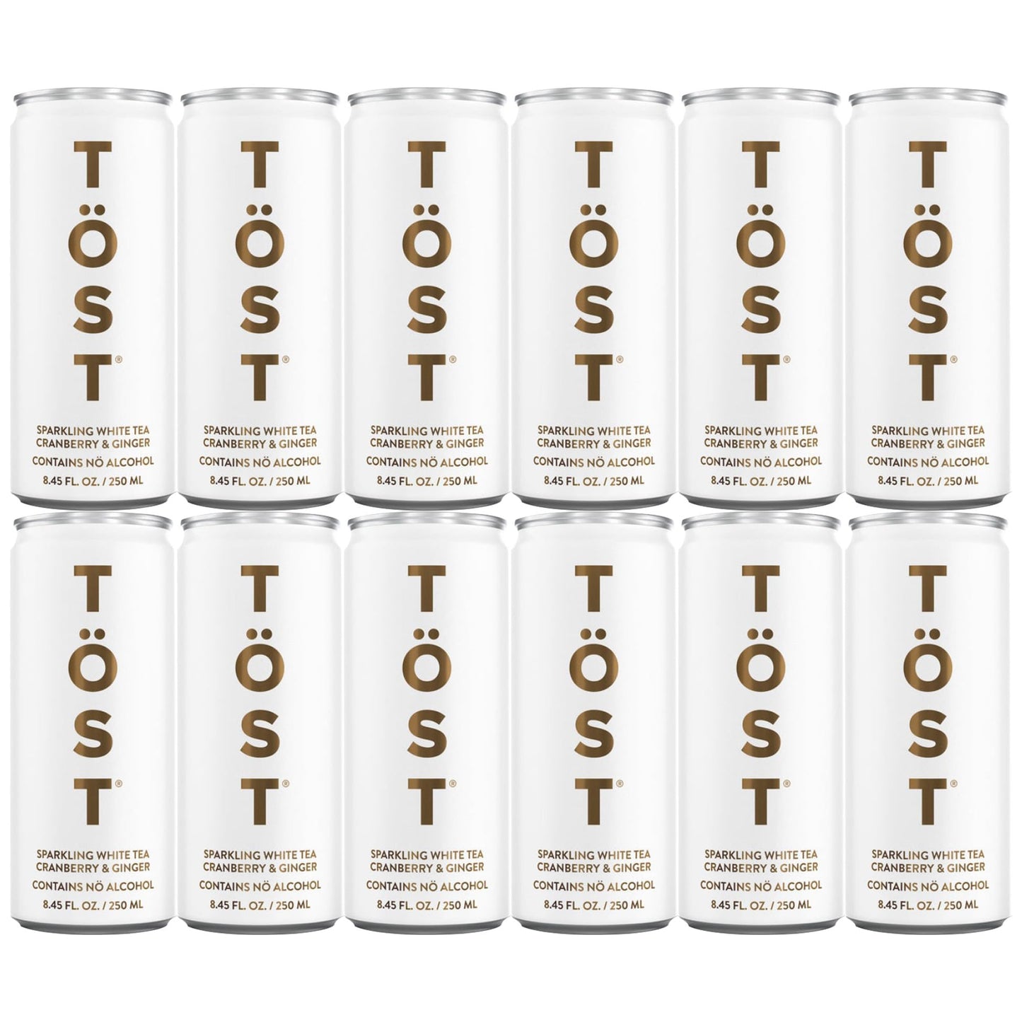 Generic TOST All-Natural Sparkling Beverage, White Tea Cranberry Ginger, 8.45 Fl Oz, Pack of 12