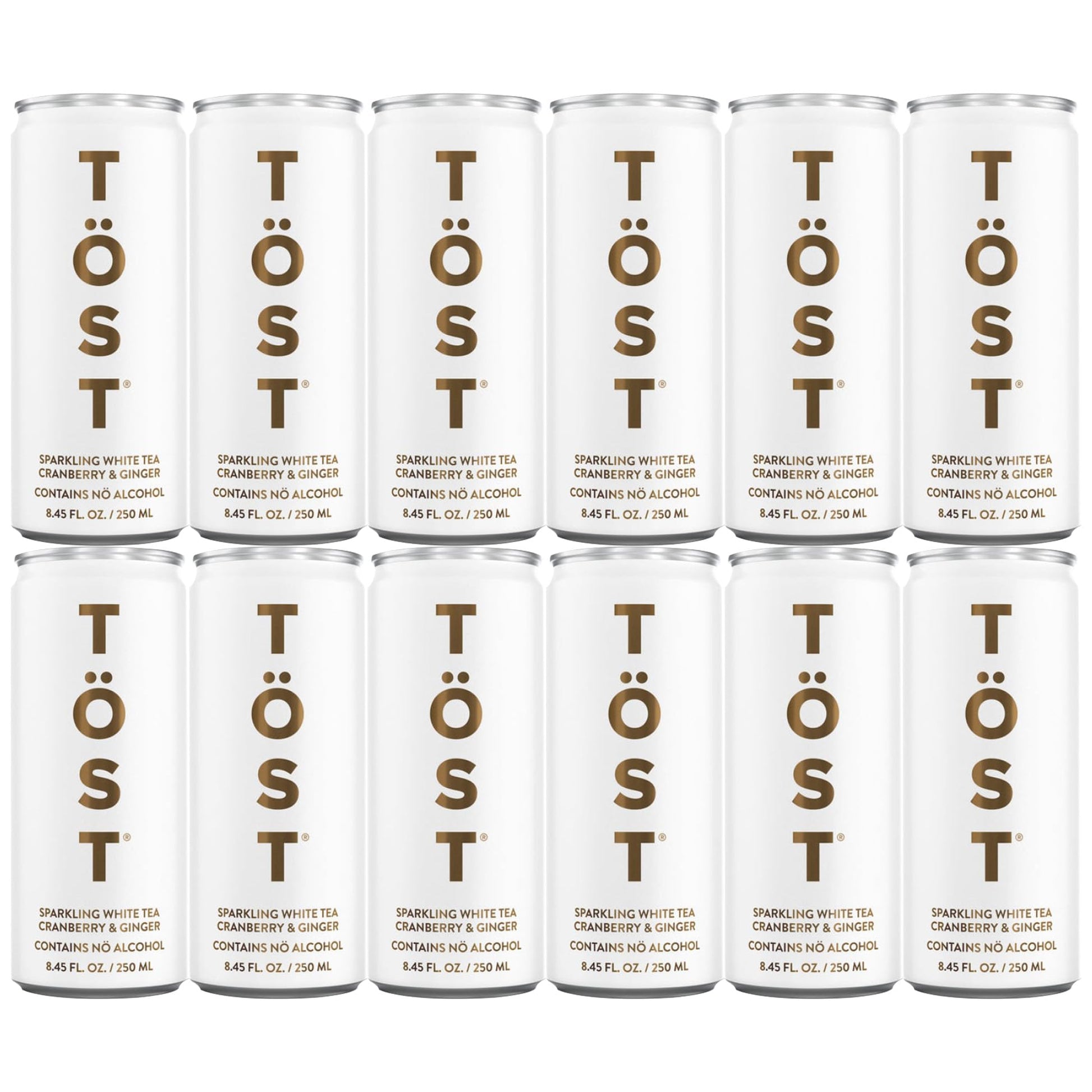 Generic TOST All-Natural Sparkling Beverage, White Tea Cranberry Ginger, 8.45 Fl Oz, Pack of 12