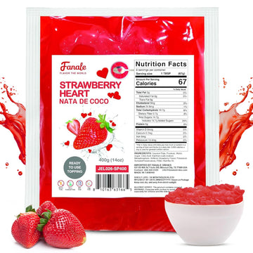 Fanale Coconut Jelly Topping for Bubble Tea - Strawberry Heart Jelly, 400g (Pack of 1)