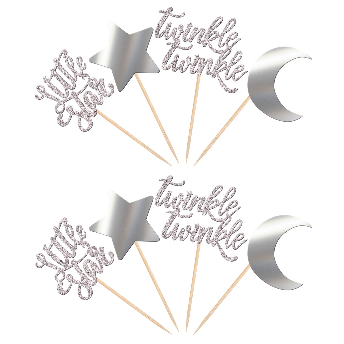 Rssta i Cupcake Toppers 36 Pack Glitter Moon Cloud Picks Gold Model XM245-gold for Baby Shower Birthday Wedding Party Decorations