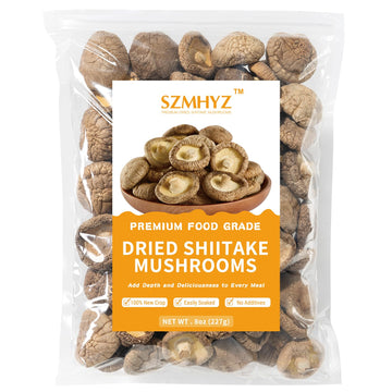 Szmhyz 8 Oz Dried Shiitake Mushrooms Whole - Quick Rehydrate  Rich Umami For Soups  Stews  Sauces  Pasta & Risotto - All-Natural  No Sulfur  Vegan-Friendly  Top-Grade Quality