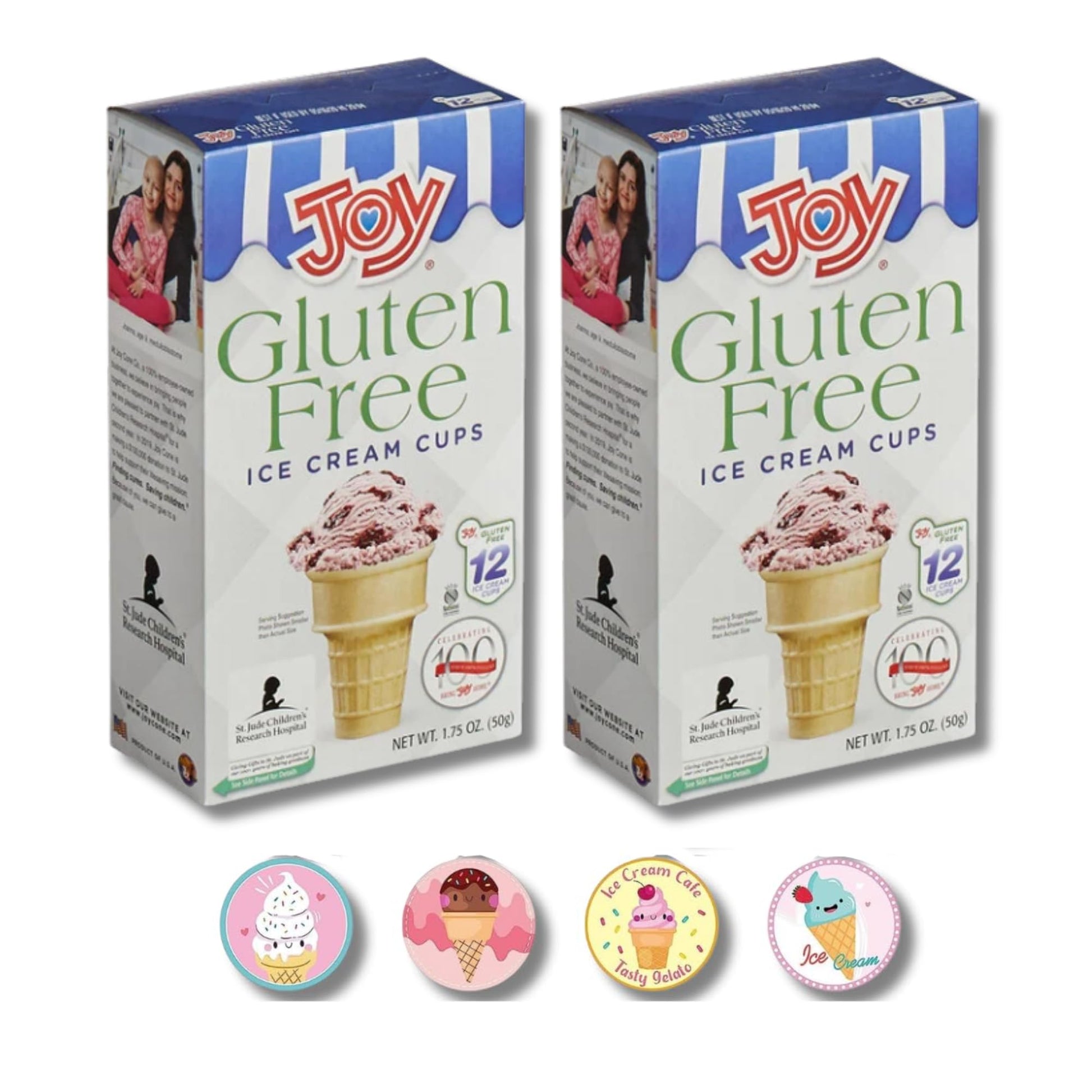 LYZAS SWEETS & TREATS Gluten Free Ice Cream Cones, Pack of 2 (12ct), Includes 4 BONUS Ice Cream Stickers