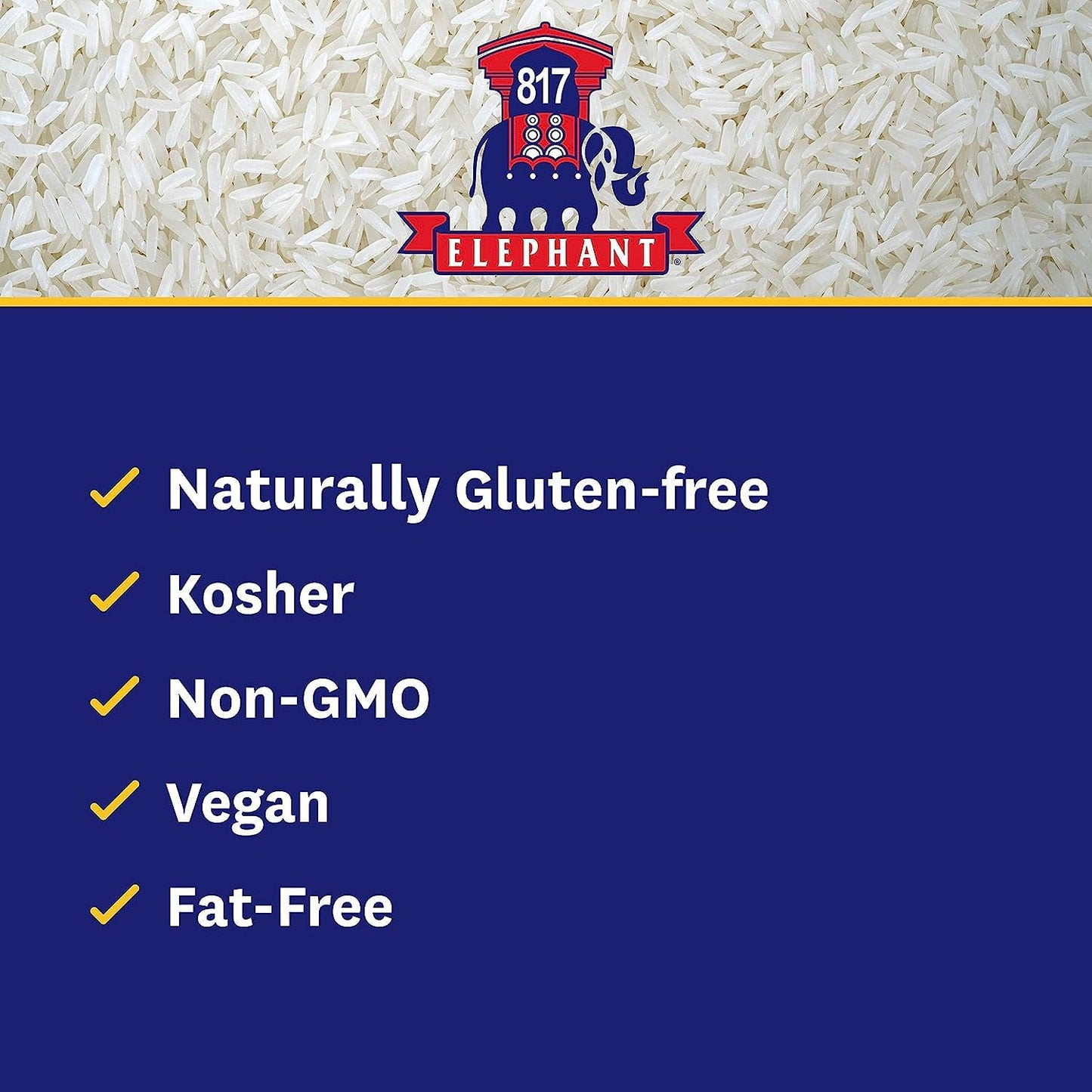 817 Elephant Jasmine Rice White Thai Hom Mali, 4 lbs (2 x 2 lbs) - Premium Quality Jasmine Rice, Model 91000338