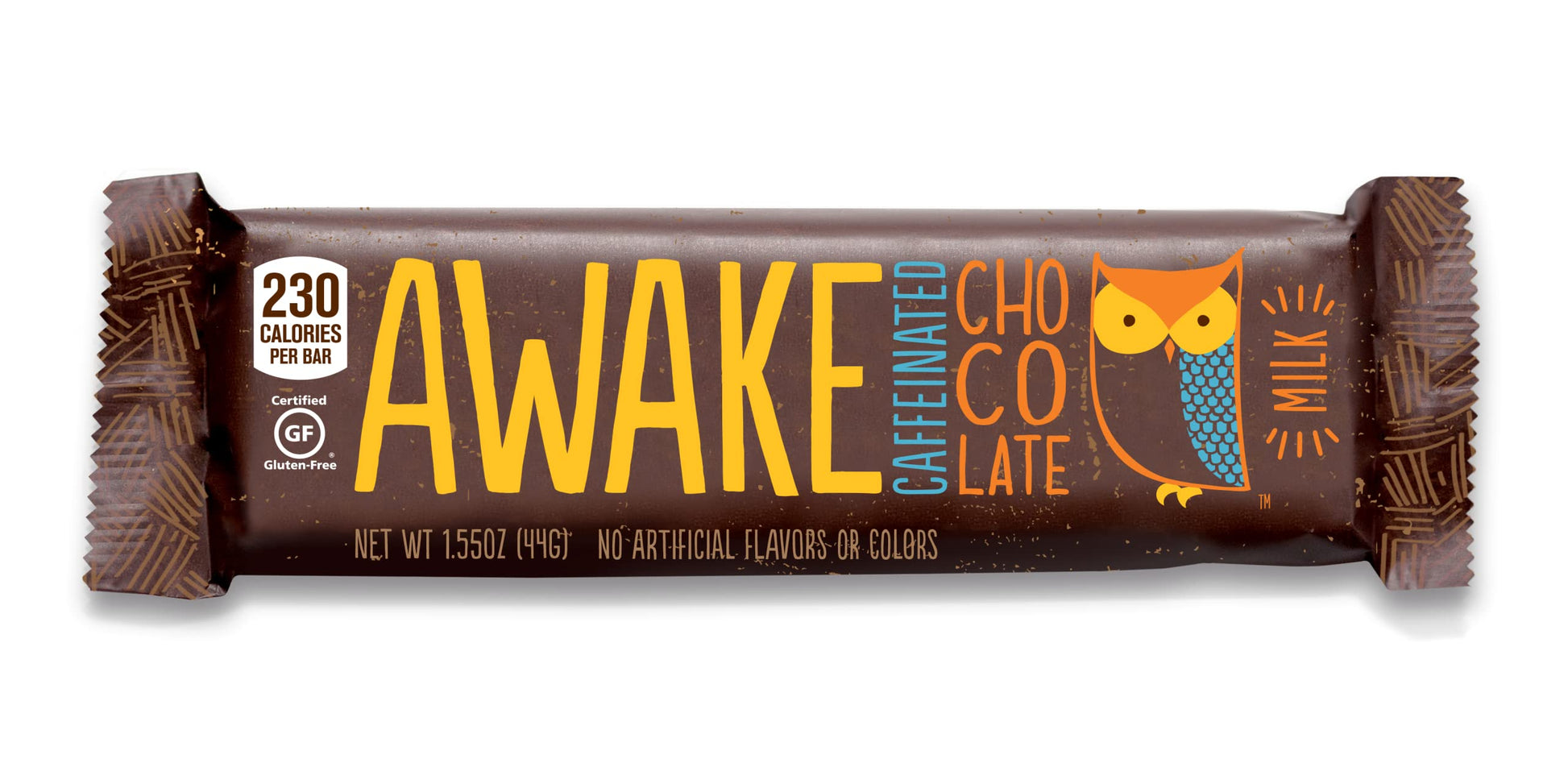 AWAKE Caffeinated Chocolate Bars - Milk Chocolate, 12 Count - 100mg Caffeine, Fairtrade, Gluten Free, Kosher - 1.34oz