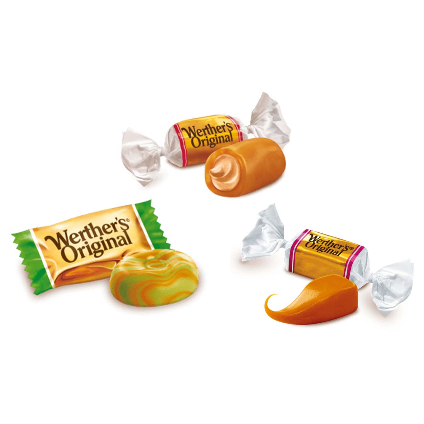 Werthers Original Harvest Caramel Candy Variety Pack - Limited Edition Pumpkin Spice, Caramel Apple & Cinnamon Creme - 3 Bags