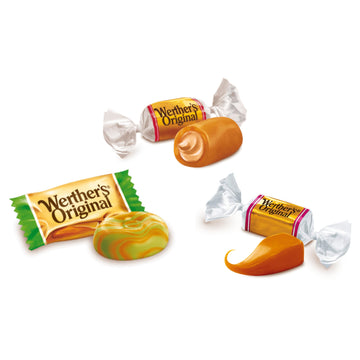 Werthers Original Harvest Caramel Candy Variety Pack - Limited Edition Pumpkin Spice, Caramel Apple & Cinnamon Creme - 3 Bags
