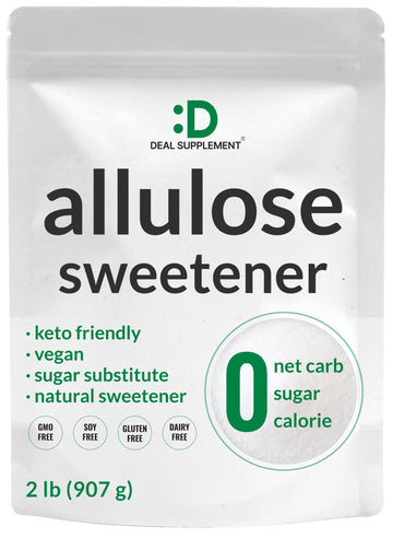 Allulose Sweetener 2 Pounds - Natural Sugar Subsitutes, No Aftertaste - Keto Friendly, Vegan, Zero Net Carb, Zero Calorie, Great