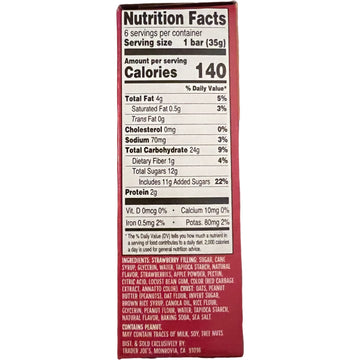 Trader Joe'S Pb&J Peanut Butter Strawberry Fruit Oat Bar Gluten Free, 7.4 Oz (Pack Of 1)