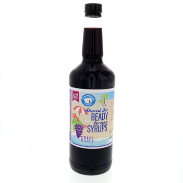 Hypothermias Shaved Ice & Snow Cone Syrup - Quart (32 fl. oz) - Grape - Made with Non-GMO 100% Pure Cane Sugar, No Corn Syrup - 