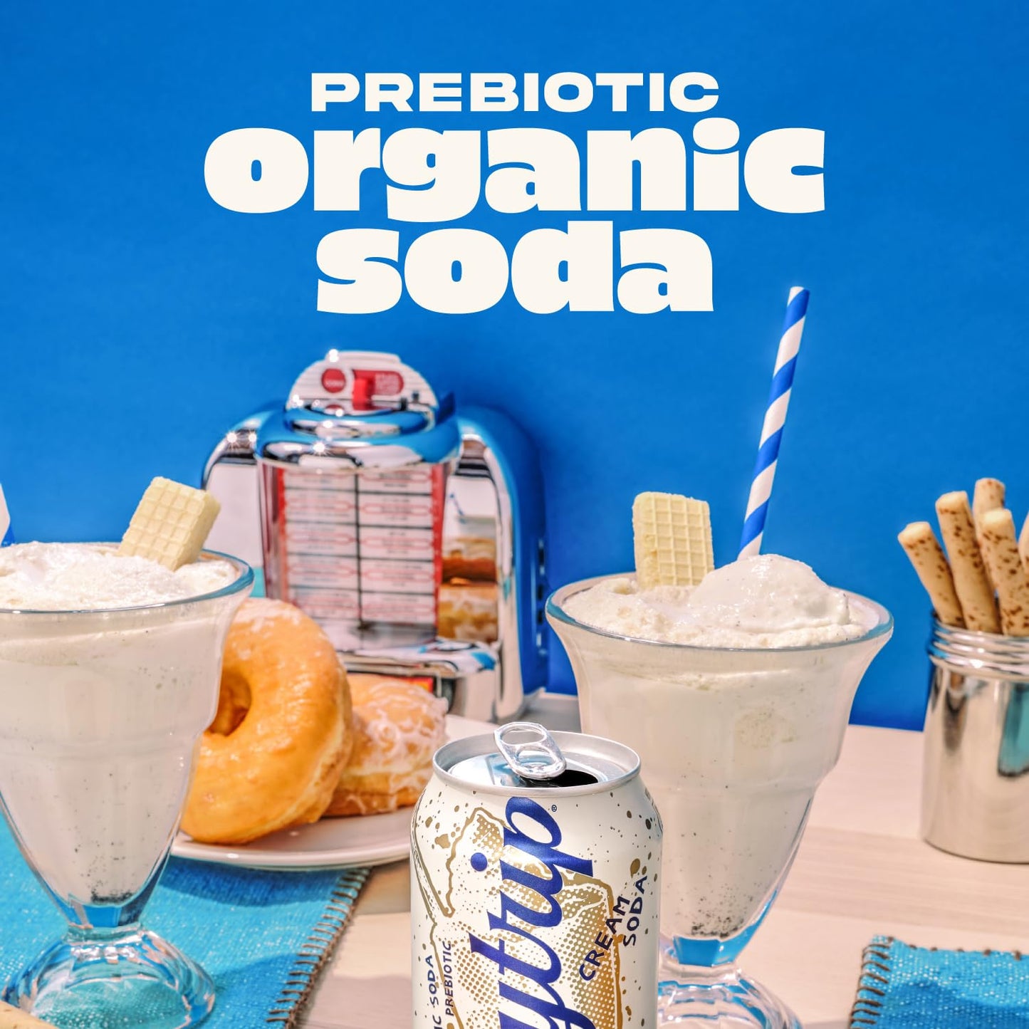 Daytrip Organic Sparkling Prebiotic Soda, Low Sugar, 12-Pack, Cream Soda