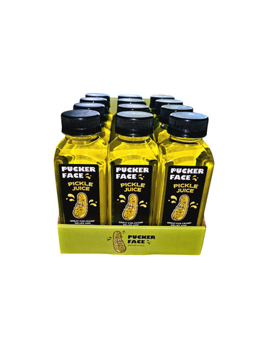 Pucker Face Pickle Juice, Original, 12 Pack Caddie, Workout Recovery and Cramp Relief Drink