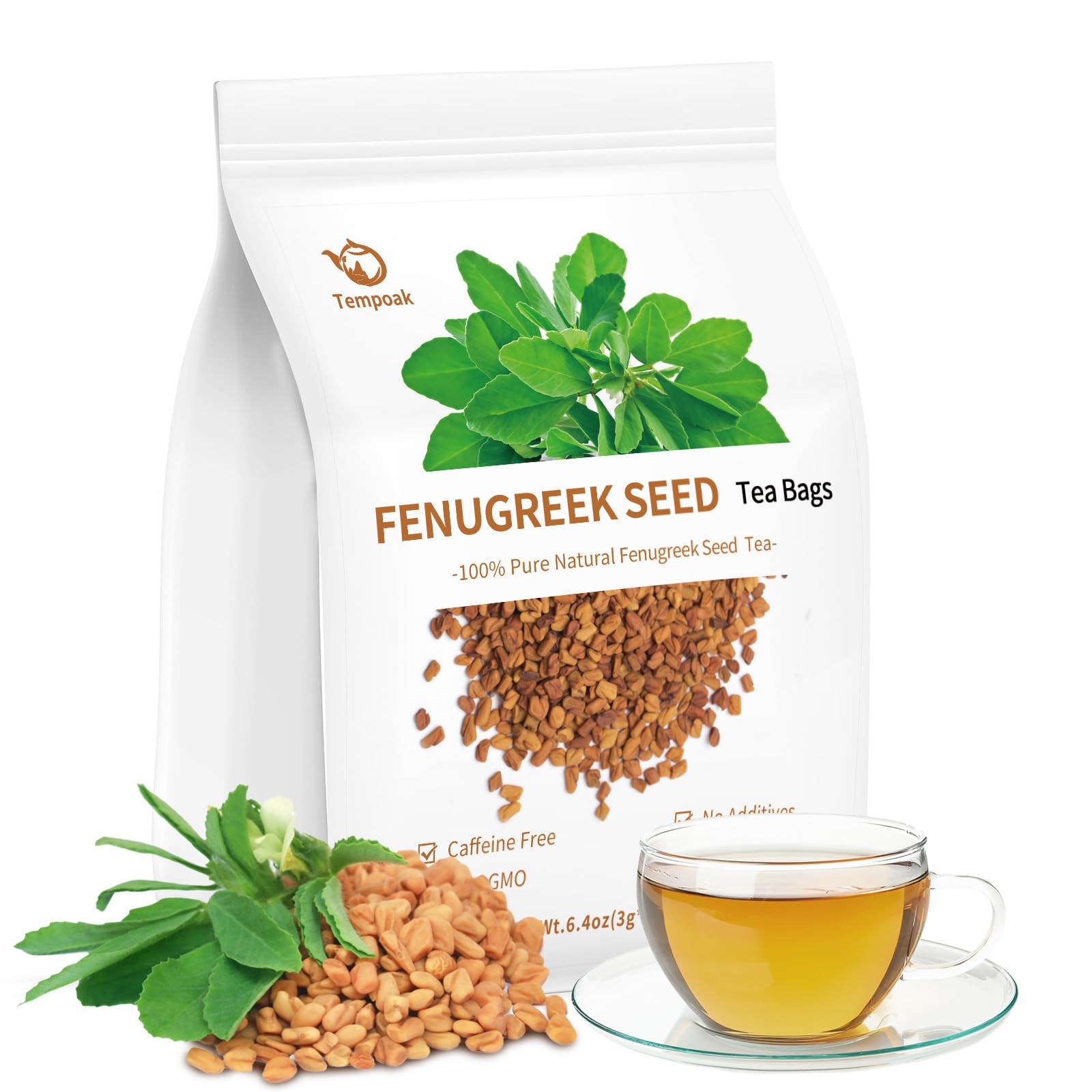 Tempoak Roasted Fenugreek Seeds Tea Bags - 60 Bags, 6.4 Oz, 100% Pure, Caffeine Free, Non-GMO, No Additives, Herbal Tea