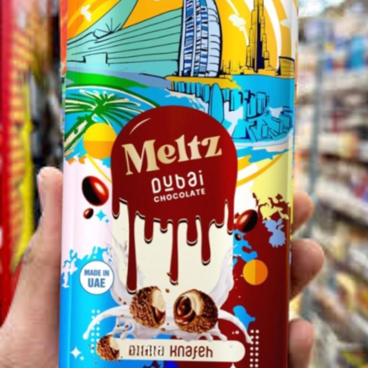 Meltz Pistachio Chocolate Bar 192g - Filled with Creamy Kataifi - elegant Milk Chocolate, Individually Wrapped, Brown