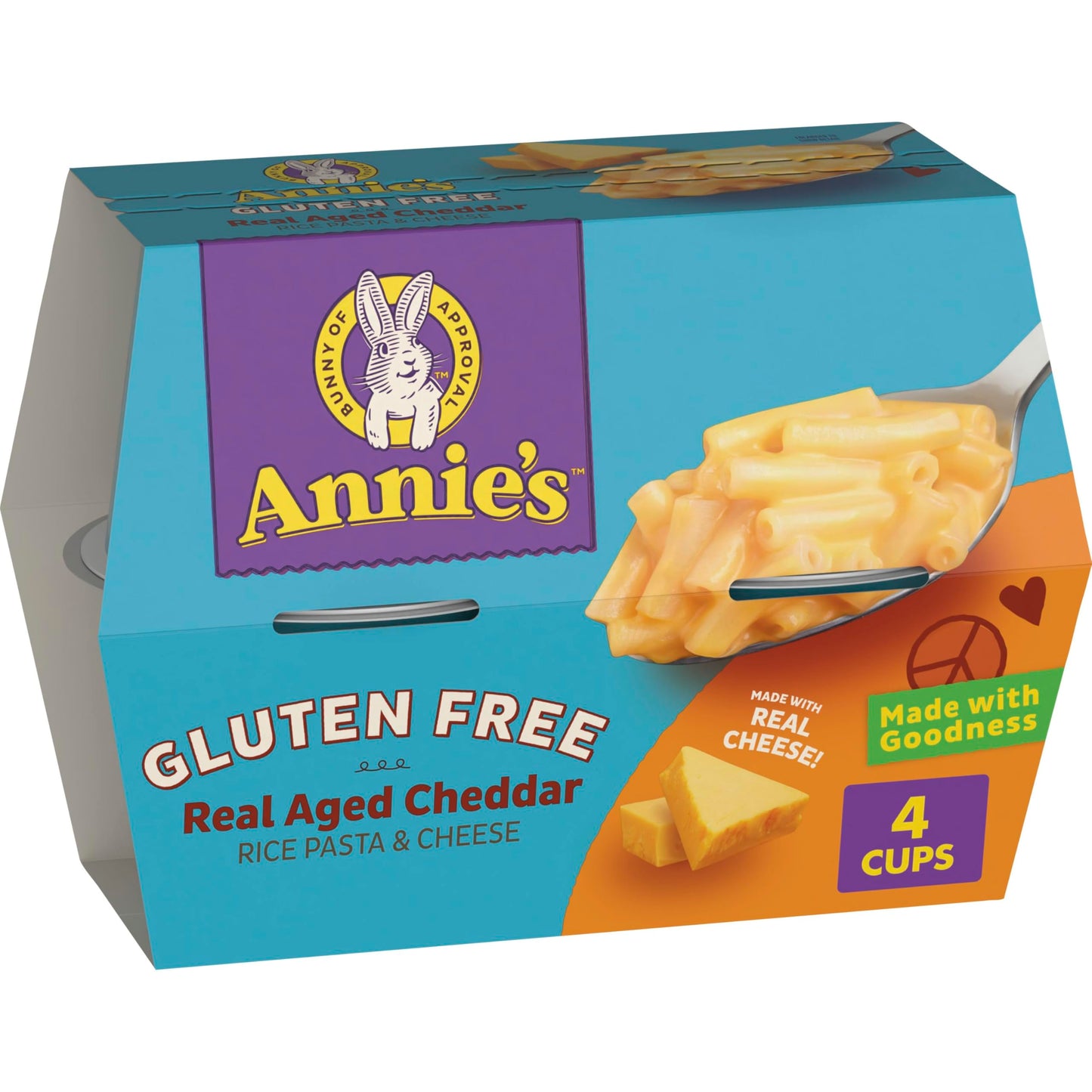 Annies Gluten Free Macaroni and Cheese, Rice Pasta, Real Aged Cheddar, 2.01 oz, Pack of 4