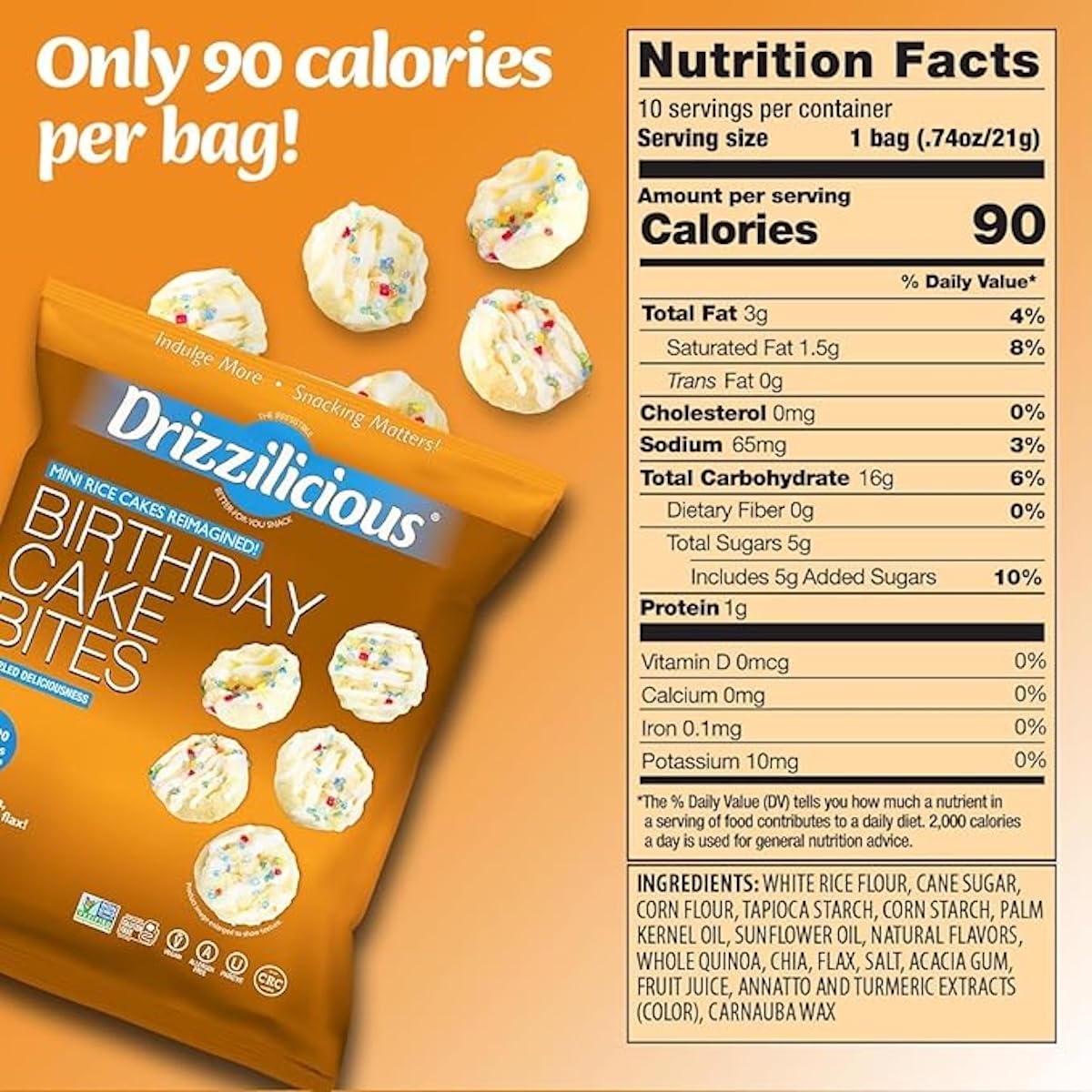 Drizzilicious Mini Rice Cakes Variety Pack - SMores, Cinnamon Swirl, Birthday Cake - Rice Crisps, Healthy Snack for Adults and