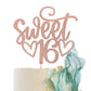 YCTHUNFISH 16th Birthday Cake Topper Rose Gold Bamboo Glitter Decoration
