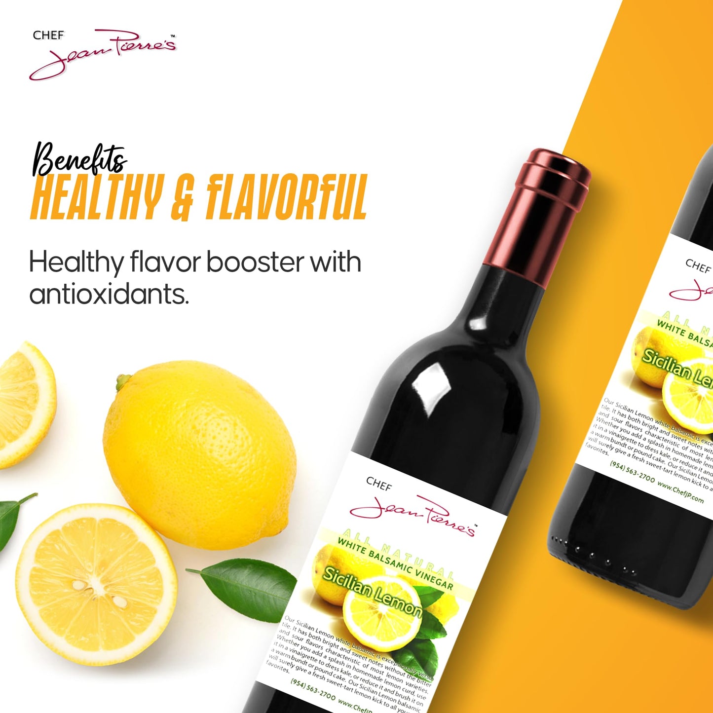Chef Jean Pierre'S Italian Balsamic Vinegar - 375Ml (12.5Oz) Rich Lemon Flavor, 12-Years Traditional Barrel Aged - Ideal For Enh