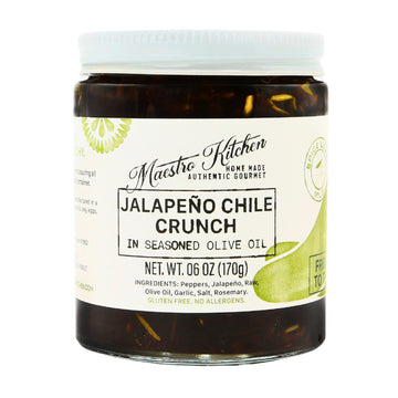 Mild Jalapeno Pepper Chile Crunch 6oz - All Natural Chili Crisp Chips in 100% Olive Oil, Garlic & Rosemary - Spicy Crunchy Mexic