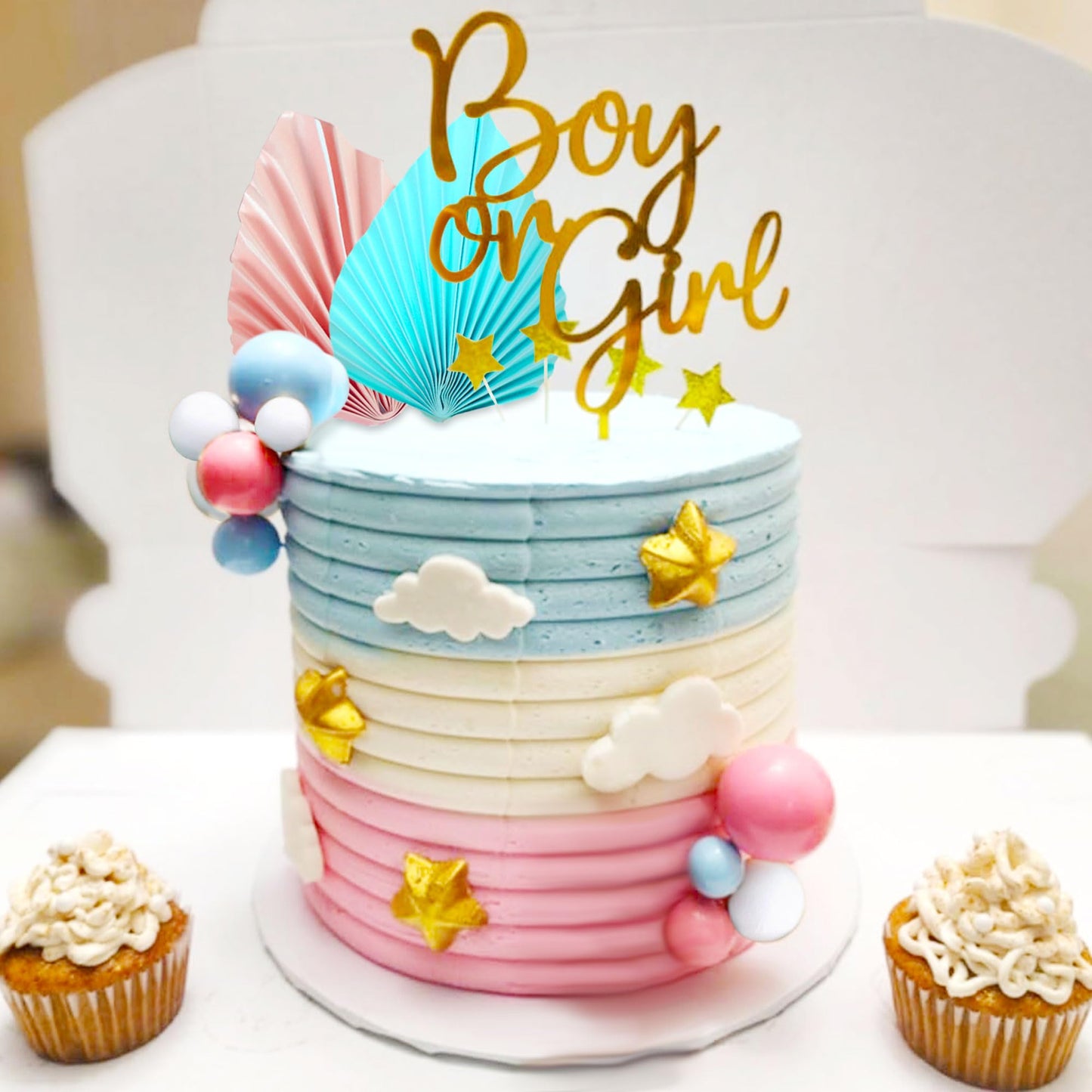 Roaring Good Time Gender Reveal Cake Toppers Boy Or Girl Cake Decoration Pink Blue Balls Cake Decoration Baby Shower Cake Decora