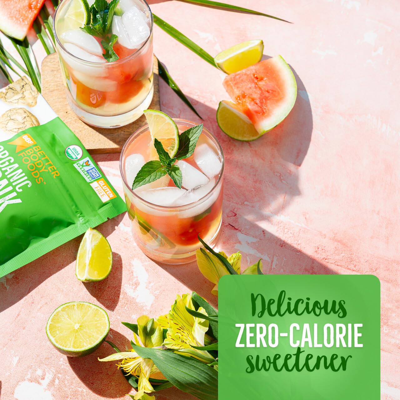 BetterBody Foods Organic Monk Fruit Sweetener Blend, Raw Cane Sugar Substitute, Zero Calorie, Keto Diet Friendly, Zero Net Carbs