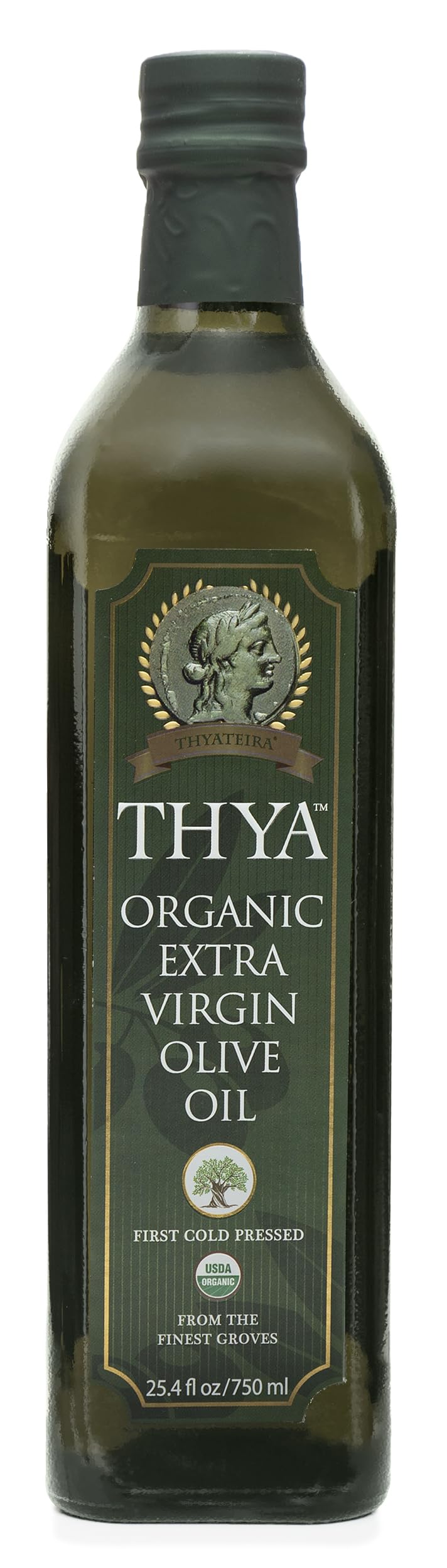 USDA Organic Extra Virgin Olive Oil by THYA, First Cold Pressed, Single Source, Unblended, Natural, NON-GMO EVOO for Salad, Cook