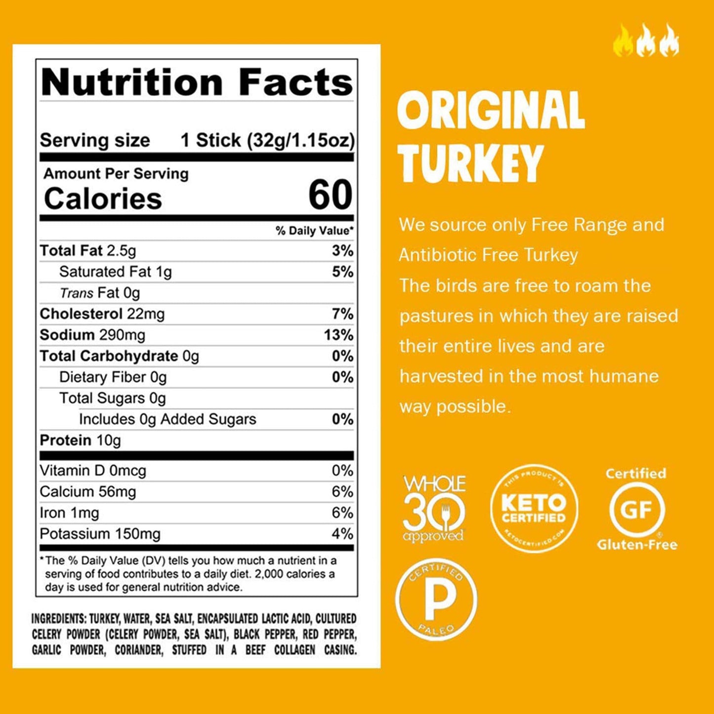 Chomps Free Range Turkey Jerky Snack, Keto, Paleo, Low Carb, 60 Calories, 1.15 Oz Sticks, 10 Pack