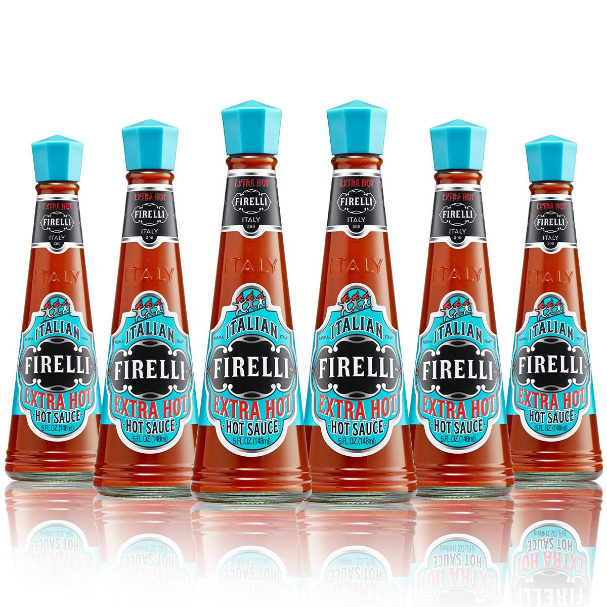 Firelli Extra Hot Italian Hot Sauce | 5Oz Bottle (Pack Of 6) | Perfect Added Kick For Wings Or Pizza | Hottest Italian Hot Sauce, Gluten Free, Keto, Made In Italy With Calabrian Chili Peppers