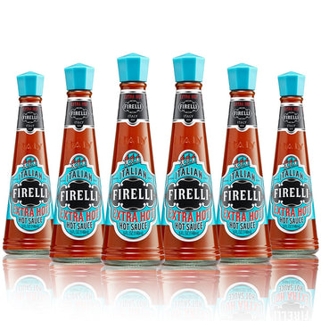 Firelli Extra Hot Italian Hot Sauce | 5Oz Bottle (Pack Of 6) | Perfect Added Kick For Wings Or Pizza | Hottest Italian Hot Sauce, Gluten Free, Keto, Made In Italy With Calabrian Chili Peppers