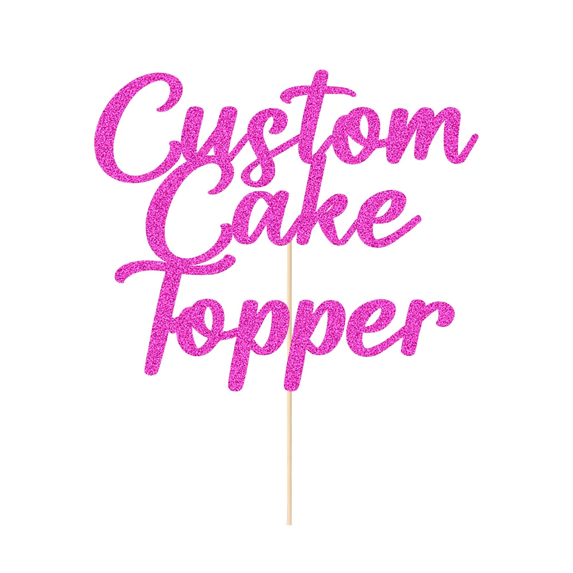 EDSG Personalized Cake Topper - Happy Birthday & Wedding Decor - 7x4.7 - Pink Glitter