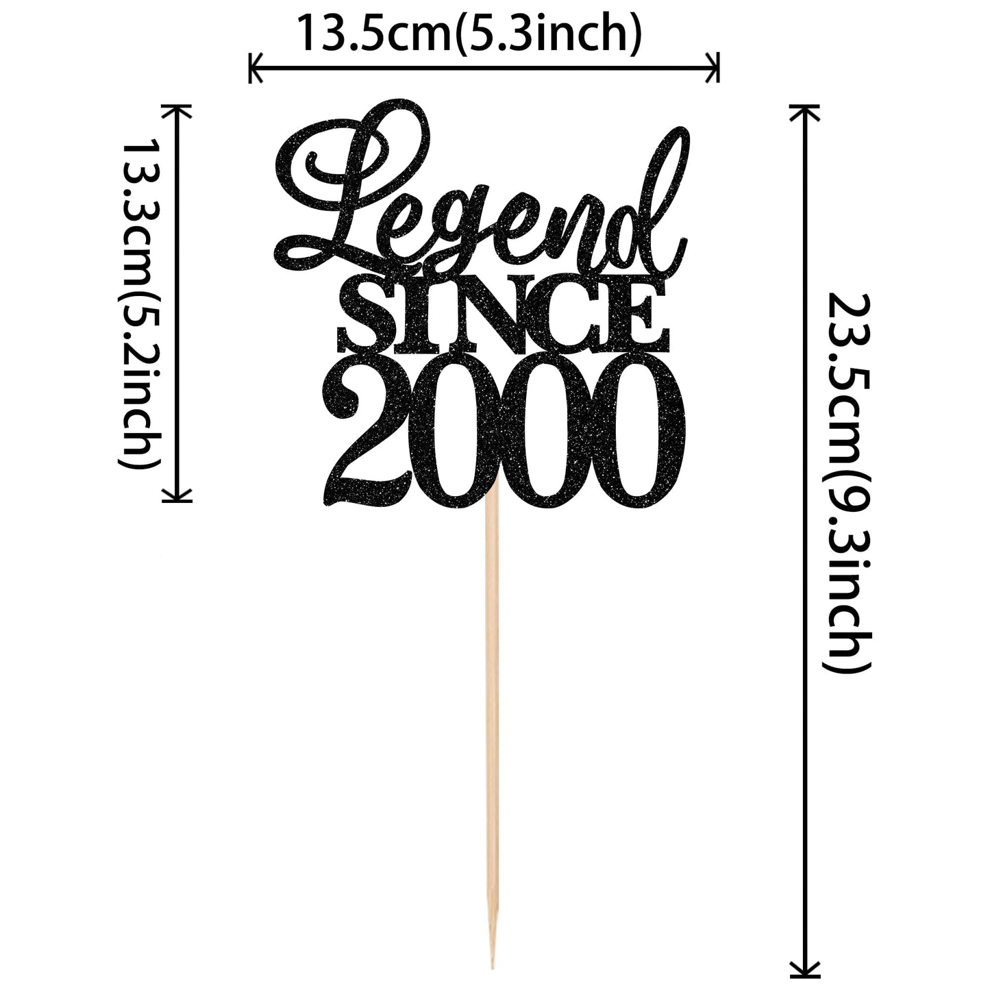 Rssta i Cake Topper Glitter 25th Birthday Decoration Black