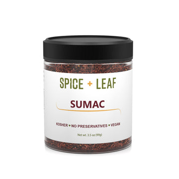 Premium Ground Sumac Spice By Spice + Leaf - Vegan Kosher Preservative Free Red Middle Eastern Ground Herb, 3.5 Oz.