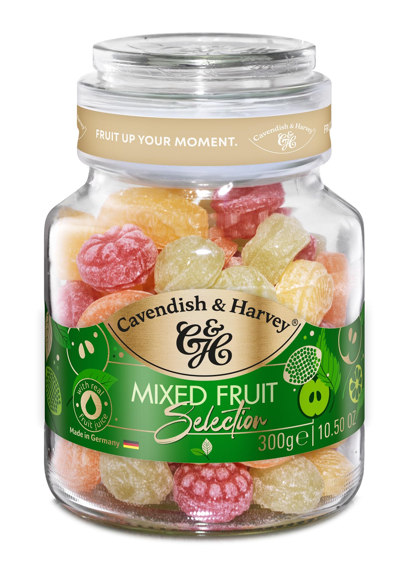 Cavendish & Harvey Mixed Fruit Hard Candy Drops, 10.50 oz Jar, Multicolor, Model 4037719657290