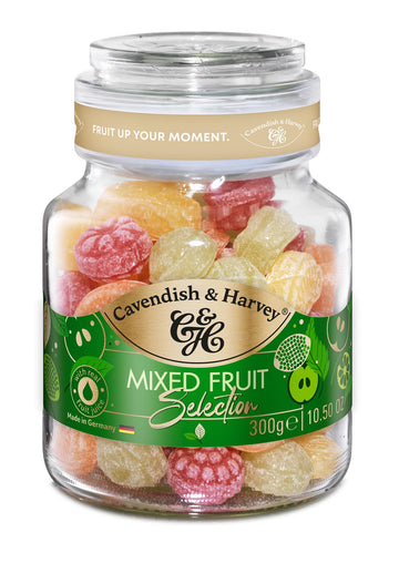 Cavendish & Harvey Mixed Fruit Hard Candy Drops, 10.50 oz Jar, Multicolor, Model 4037719657290