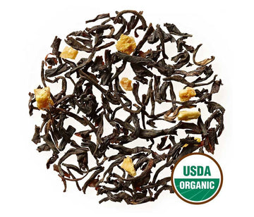 Golden Moon Tea Organic Tippy Earl Grey Black Tea - Real Bergamot Peels & Extract - Loose Leaf, Non-Gmo - Travel Tin (30 Serving