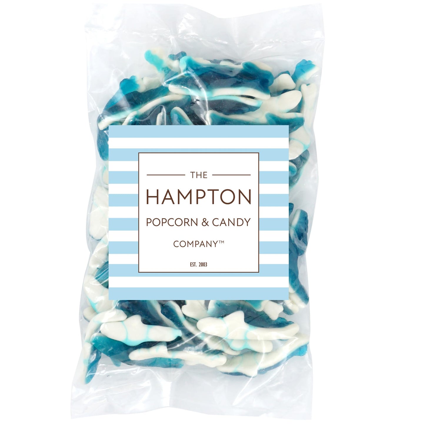 Blue Gummy Sharks Candy, 1 Pound Bulk Bag, The Hampton Popcorn & Candy Company