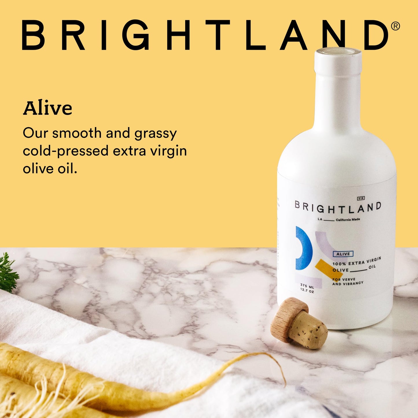 Brightland Extra Virgin Olive Oil, Alive - High Polyphenol Cold-Pressed Oil Ideal For Salads, Hummus, Baked Goods & Bread - Made