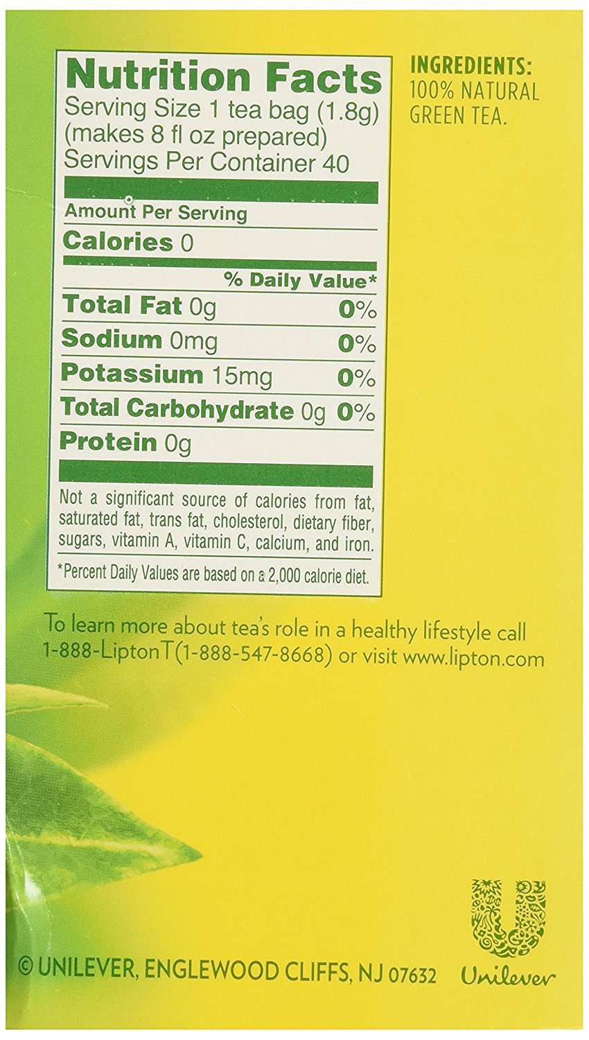Lipton Green Tea Bags, Hot Or Iced, 40 Count