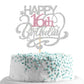 Monmon & Craft Happy 16Th Birthday Cake Topper/Cheers To 16 Years/Teenager Girls 16Th Birthday Party Decor Supplies - Silver & P
